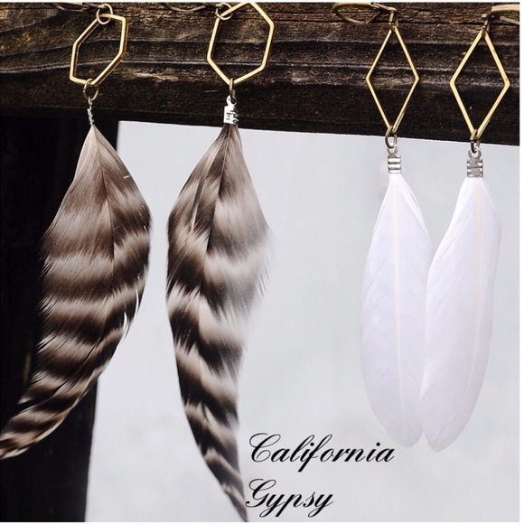 Boho western hippie feather earrings 🌸 - Picture 2 of 3